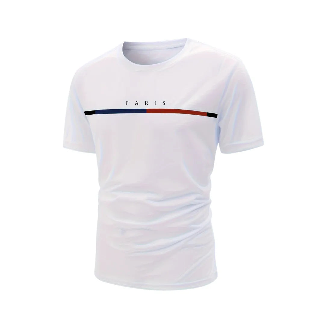 Herren Gestreiftes Paris T-Shirt mit Kurzarm